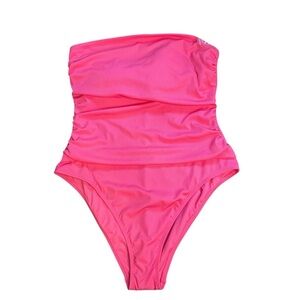 NWT Shade & Shore Women's Size L 12-14 ruched Ribbed Cheeky Swimsuit G29